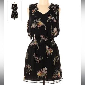 White House Black Market mini floral dress - Black with pink flowers - Size 0